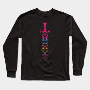 Synthwave 80s Polyhedral Dice Sword Long Sleeve T-Shirt